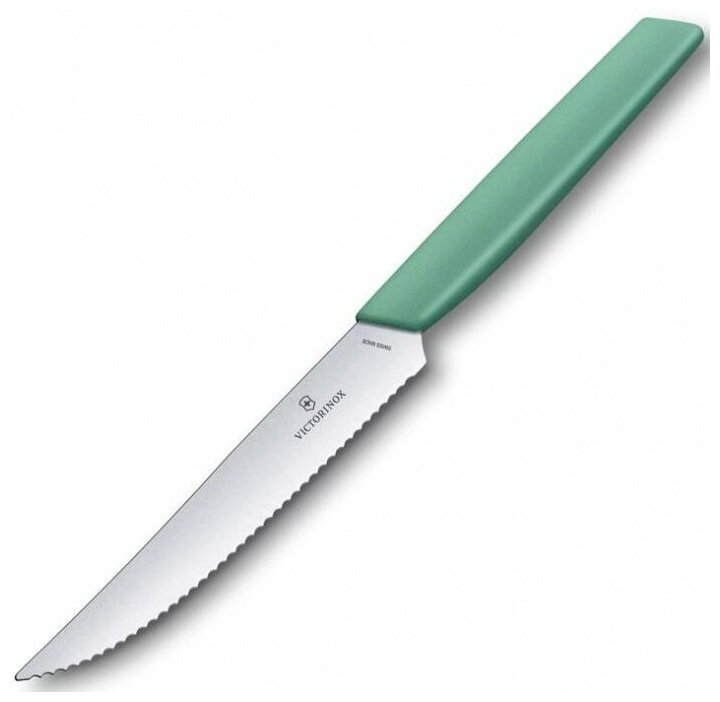 Victorinox Kitchen 6.9006.12W41 Нож victorinox для стейка и пиццы, лезвие волнистое с заостренным кончиком 12 см, зеленый