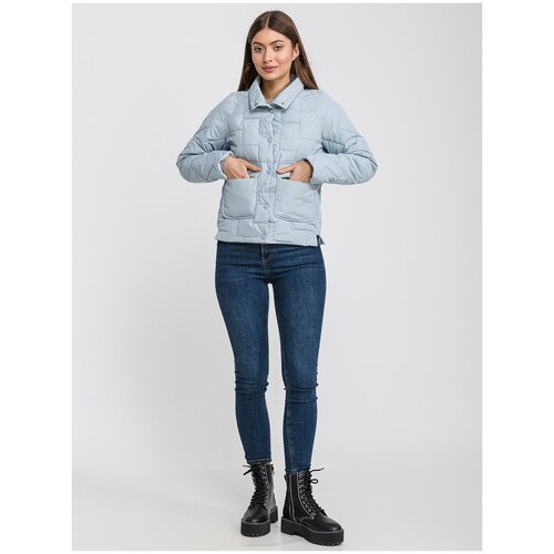 фото Куртка grinch демисезонная, укороченная, силуэт прямой, стеганая, без капюшона, ультралегкая, быстросохнущая, карманы, размер 48, бежевый