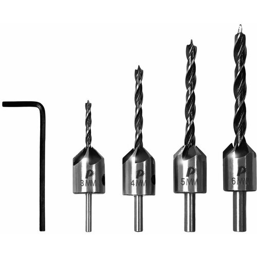 Набор зенковок по дереву ПРАКТИКА (4 шт), сверла 3, 4, 5, 6 мм набор зенковок по дереву 3 6 мм 7 шт