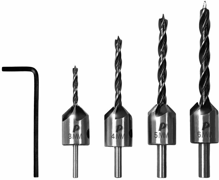 фото Набор зенковок по дереву ПРАКТИКА (4 шт), сверла 3, 4, 5, 6 мм