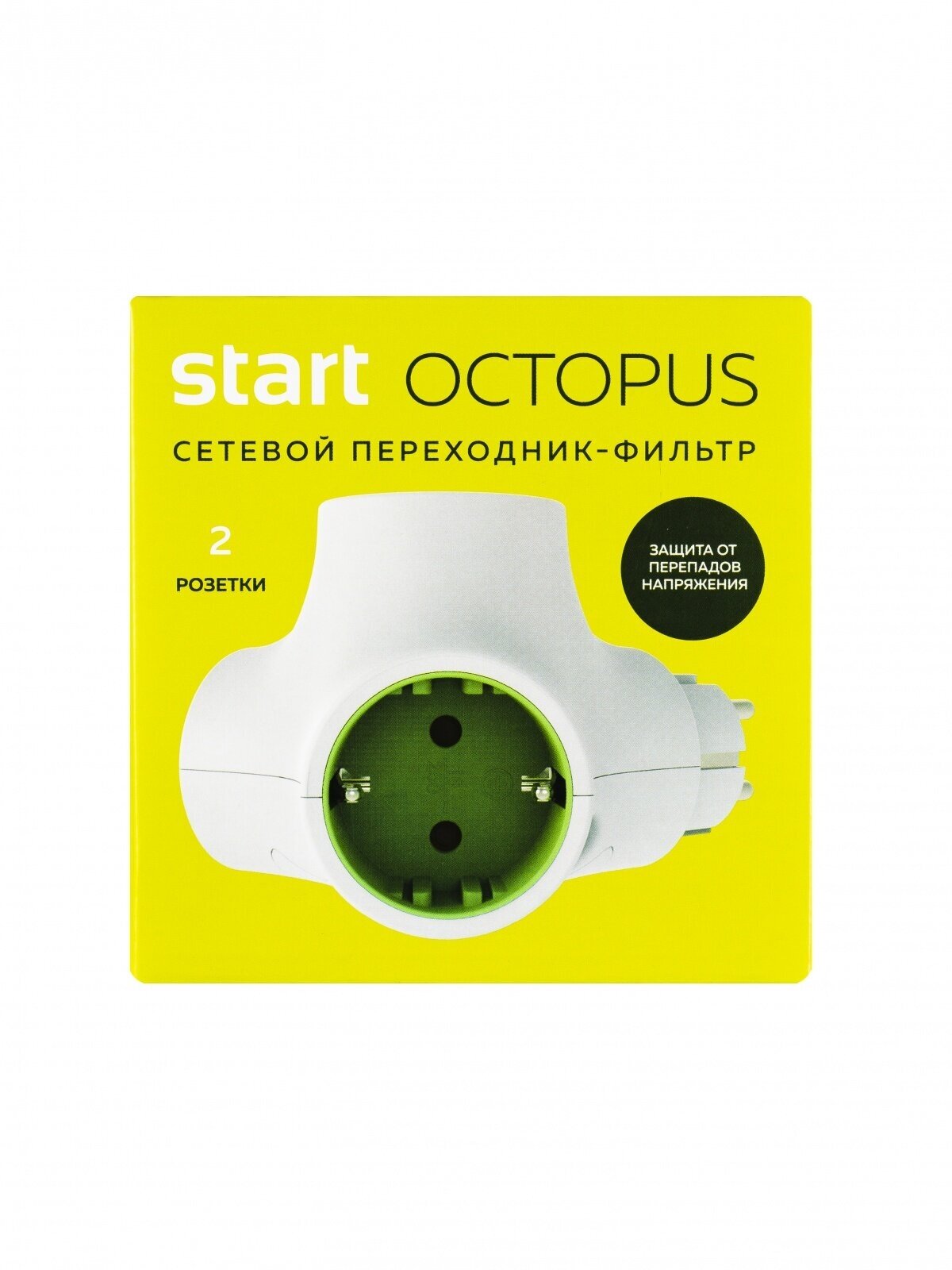 переходник сетевой СТАРТ Octopus 16А 3500Вт 2 розетки белый зеленый - фото №2