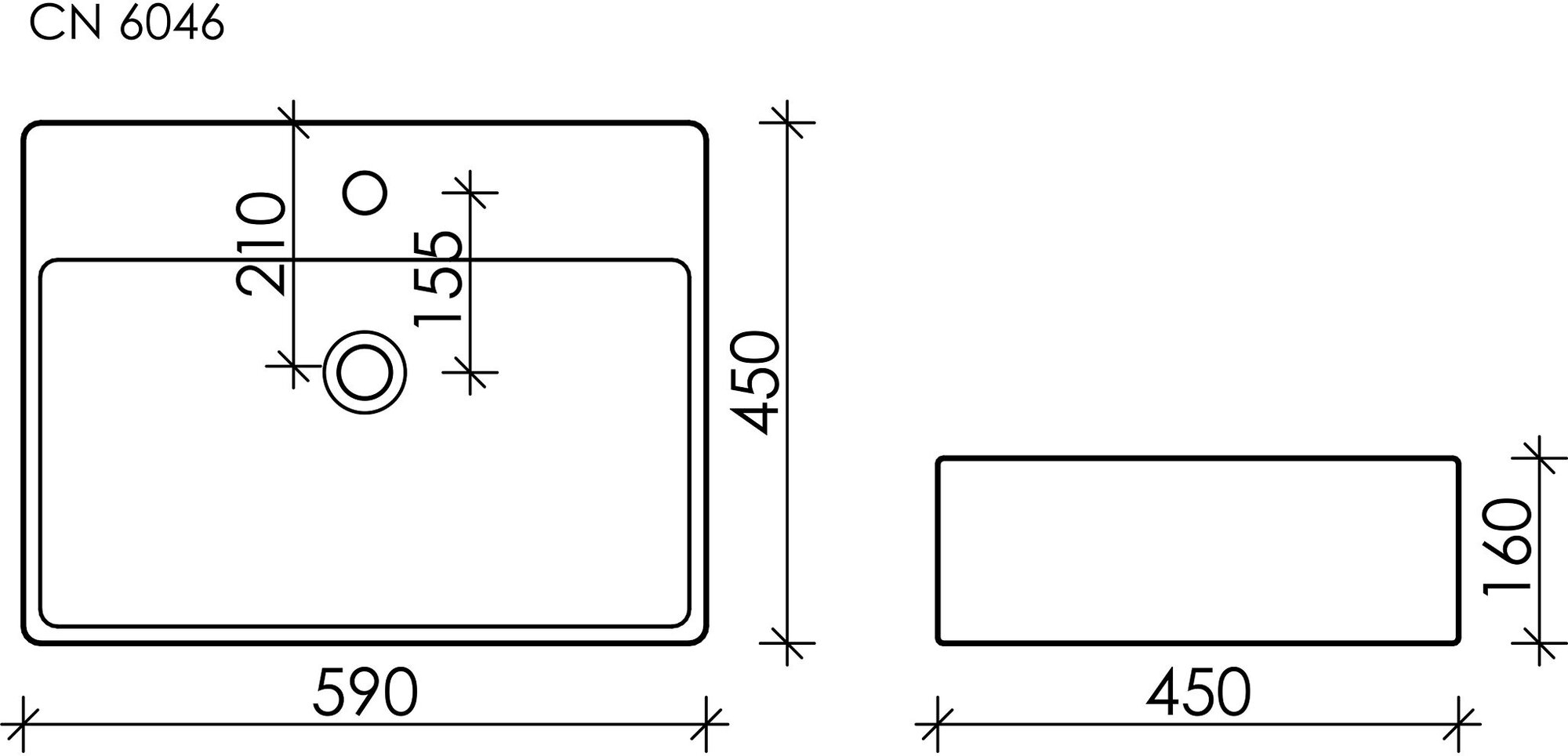 Накладная раковина Ceramica Nova Element CN6046 прямоугольная 59 см. с переливом - фотография № 16