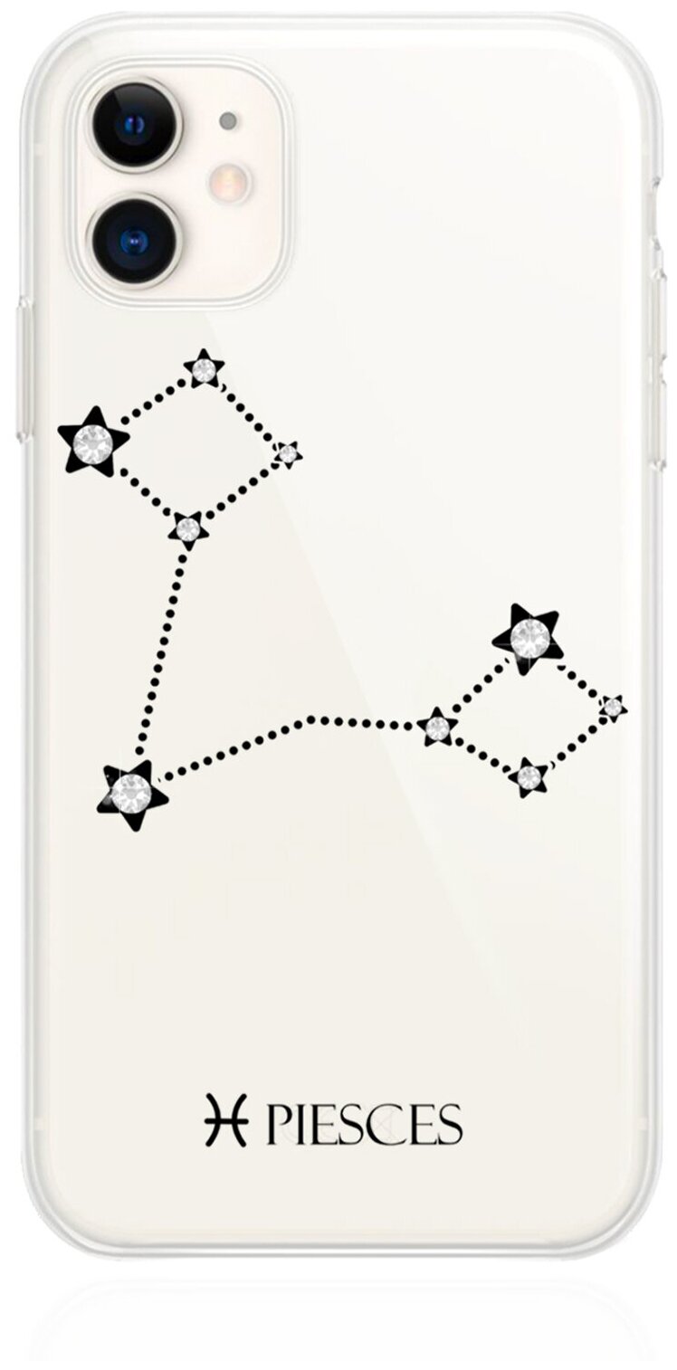 Прозрачный силиконовый чехол MustHaveCase с кристаллами Lux для iPhone 11 Знак зодиака Рыбы Pisces для Айфон 11