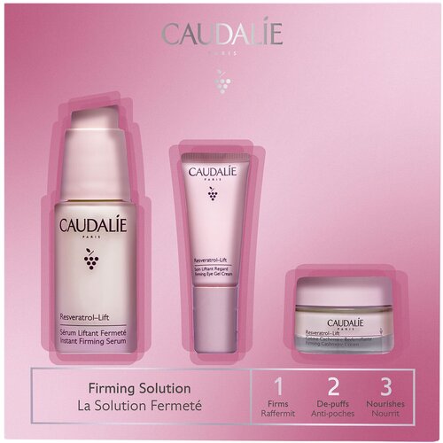 Набор CAUDALIE Resveratrol Lift 1,2,3 (укрепляющая сыворотка 30 мл + крем-гель для глаз с 5мл + крем-кашемир 15 мл)