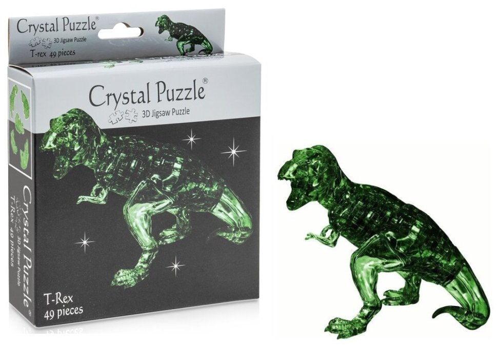 Головоломка 3D Crystal Puzzle Динозавр зеленый цвет: зеленый - фото №16