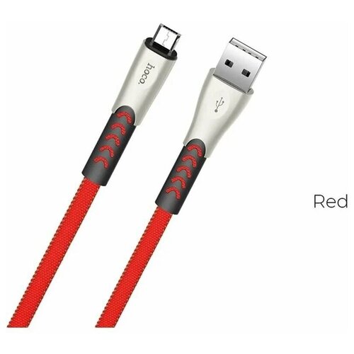 кабель usb hoco u39 slender для micro usb 2 4а длина 1 2м красный Кабель USB - микро USB HOCO U48 Superior, 1.2м, круглый, 2.4A, ткань, цвет красный