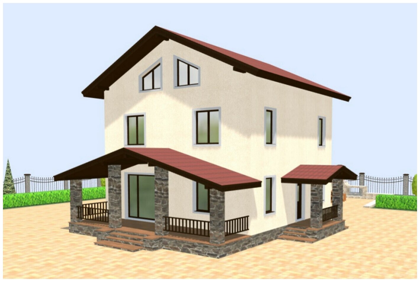 Проект кирпичного дома Catalog-Plans-40-04BDK1 (202,68 кв. м, 10x9,5м, кирпич 380)