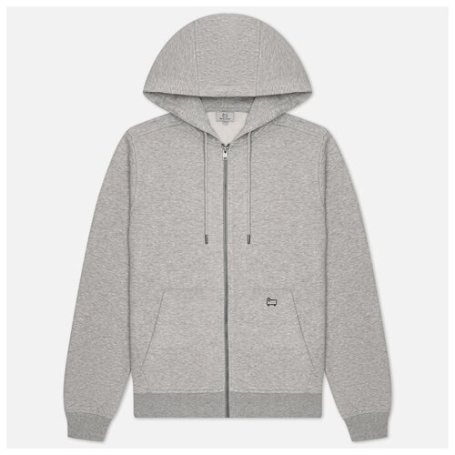 фото Мужская толстовка woolrich light classic full zip hoodie серый , размер s