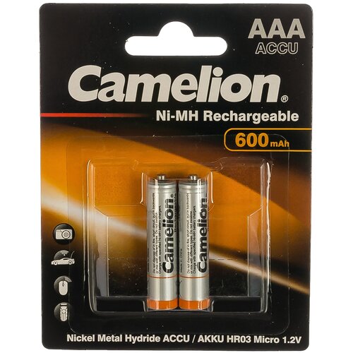 Аккумулятор Camelion 1.2В AAA-600mAh Ni-Mh BL-2, 2695 15084079 аккумулятор pkcell ni mh rtu aaa1000 2b тип aaa 2 шт в блистере