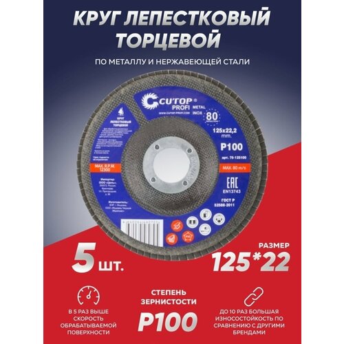 Круг шлифовальный лепестковый Катоп , торцевой 125х100х5