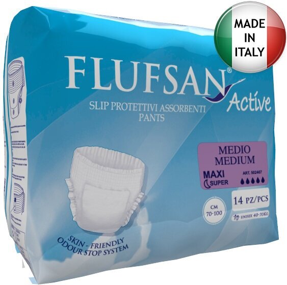 Flufsan Active Maxi Supernight / Флюфсан Актив Макси Супер Найт - впитывающие трусы для взрослых, M, 14 шт.