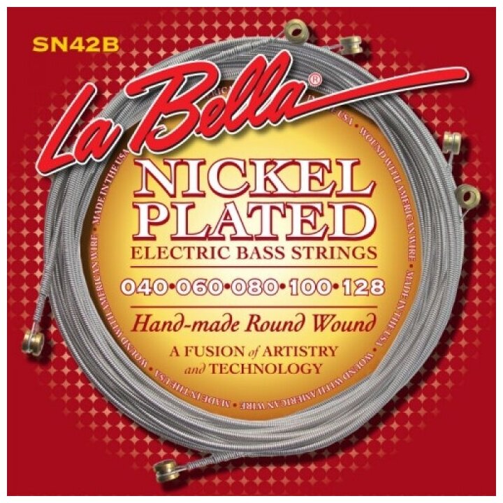 La Bella SN42-B Nickel Plated Round Wound Custom Light 40-128
