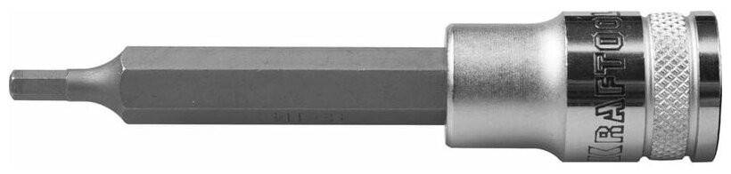 Торцовая бита-головка Kraftool "industrie Qualitat", удлиненная, материал S2, Hex, сатинированная, 1 .
