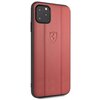 Чехол Ferrari для iPhone 11 Pro Max Stamped logo Embossed lines Hard Leather Red - изображение