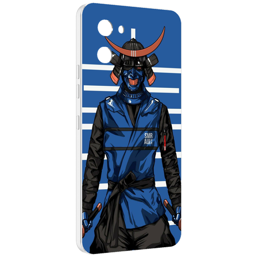 Чехол MyPads самурай в синей форме для UMIDIGI G1 задняя-панель-накладка-бампер чехол mypads самурай для umidigi g1 задняя панель накладка бампер