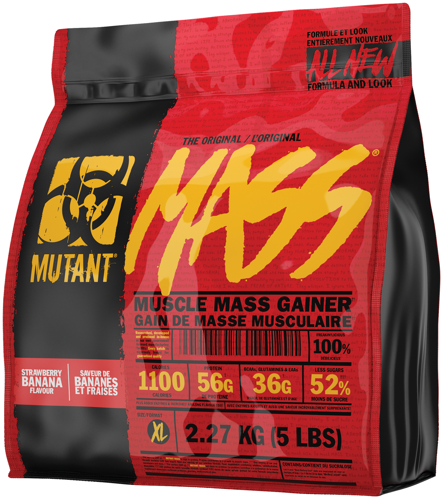 Гейнеры для спортсменов Mutant Mass 5 lb Strawberry Banana