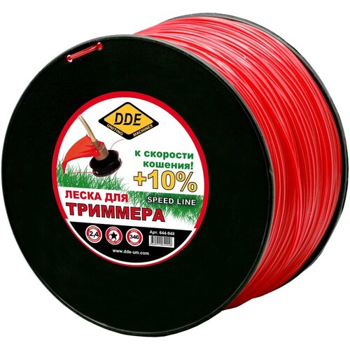 Корд триммерный на катушке DDE Speed line (звезда , 2,4ммх346м, красный) триммерный корд dde speed line