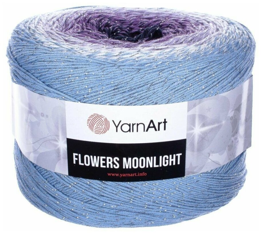 Пряжа YarnArt Flowers Moonlight (ЯрнАрт Фловерс Мунлайт) 260г, 1000м, цвет 3264 голубой-белый-сиреневый-фиолет, 1 шт