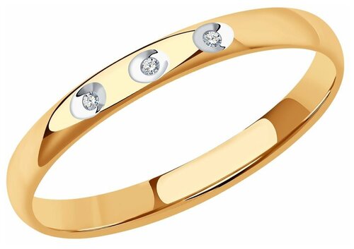 Кольцо помолвочное Diamant online, золото, 585 проба, бриллиант, размер 16