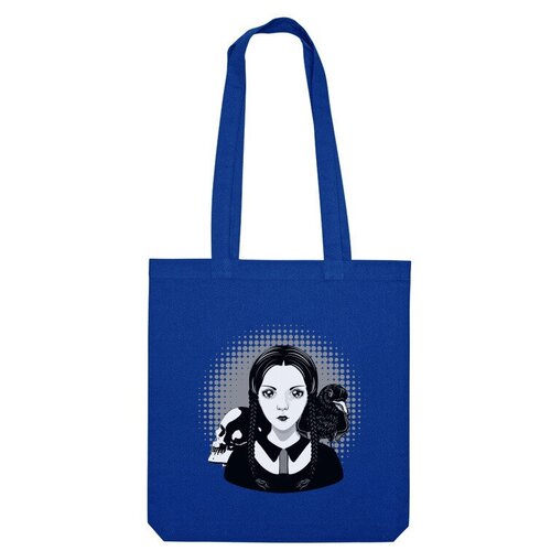 Сумка шоппер Us Basic, синий сумка готическая девушка с черепом и вороном фиолетовый