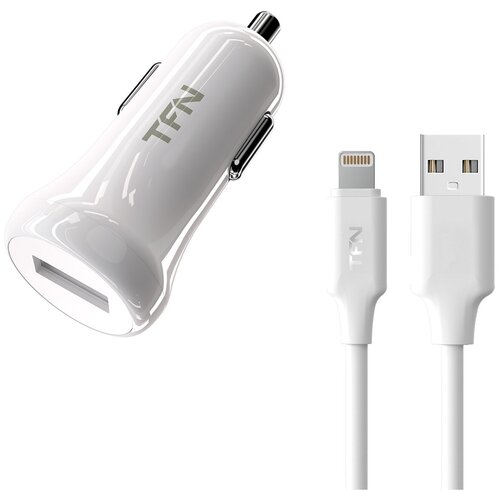 TFN АЗУ 1А+8pin white автомобильное зарядное устройство tfn 2usb 2 4a 8pin tfn cc2u24aligwh белый