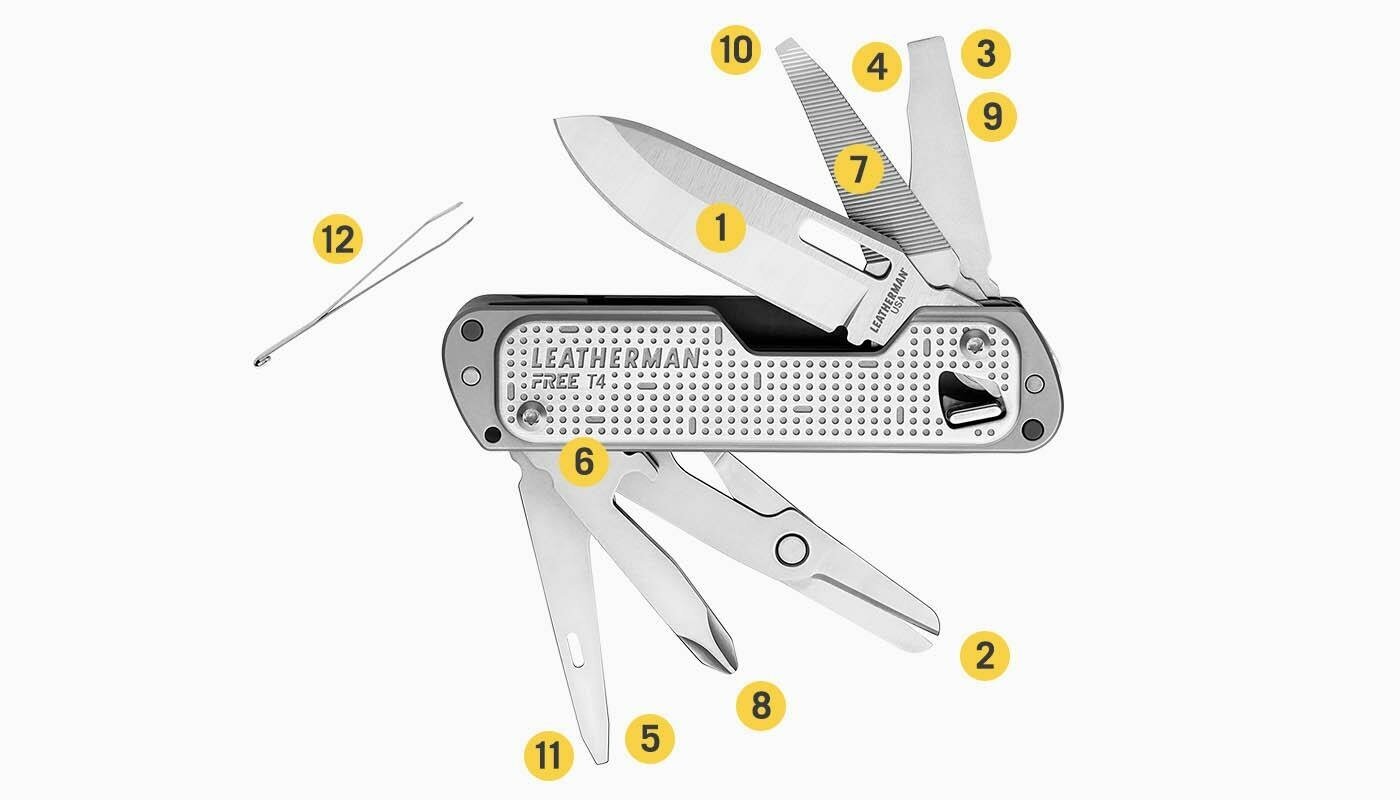 Мультитул LEATHERMAN Free T4, 12 функций, серебристый [832686] - фото №11