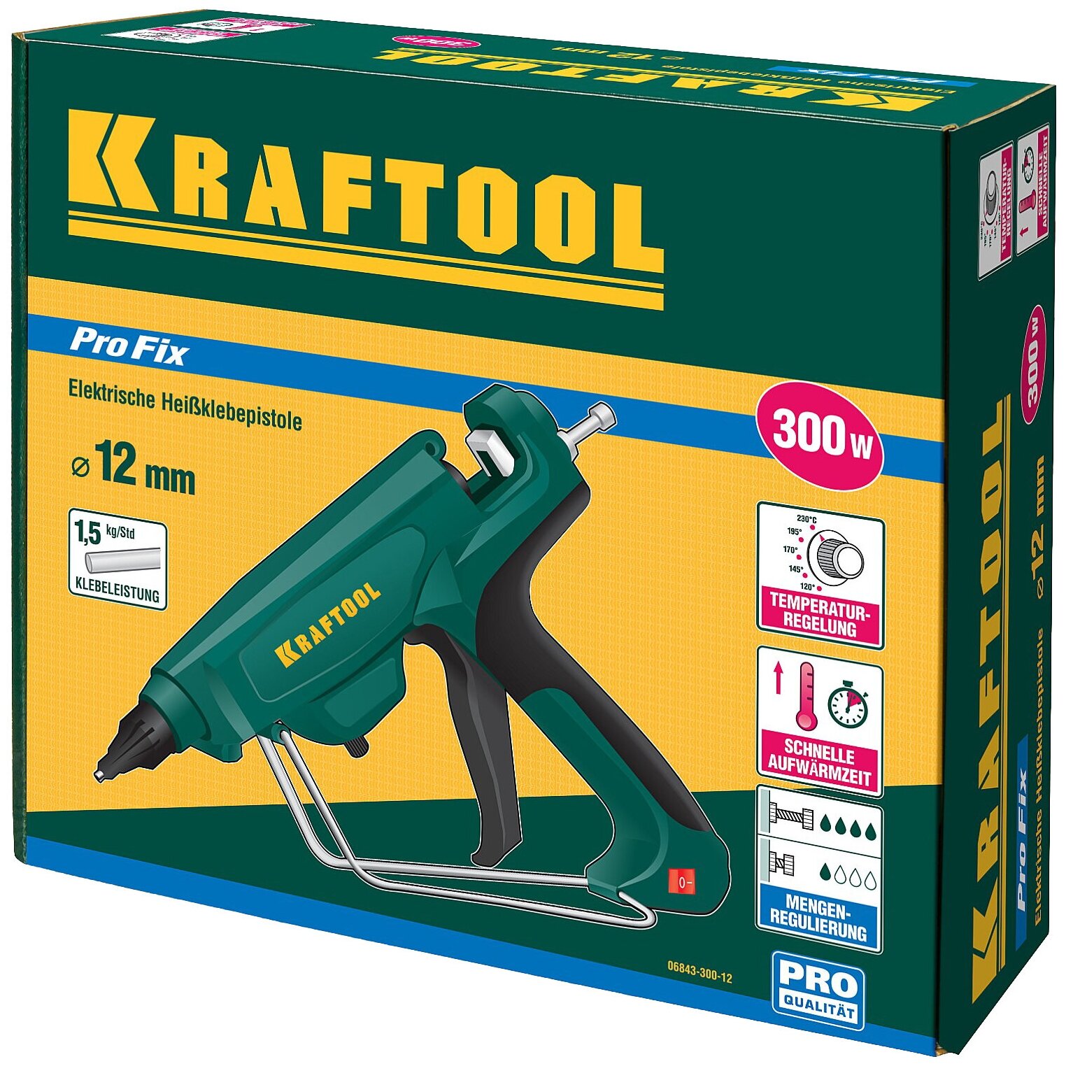 Клеевой пистолет Kraftool PRO 06843-300-12, 300 Вт черный/зеленый - фотография № 4