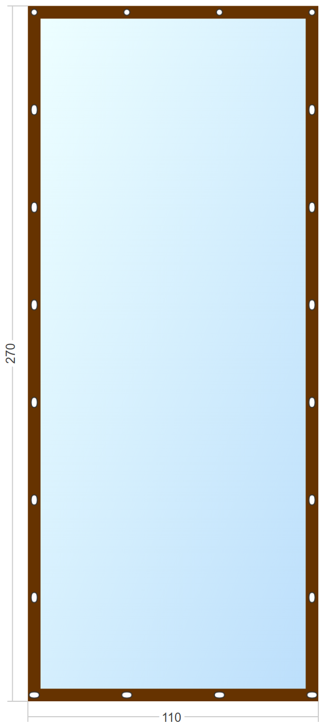 Мягкое окно Софтокна 110х270 см съемное, Французский замок, Прозрачная пленка 0,7мм, Коричневая окантовка, Комплект для установки - фотография № 3