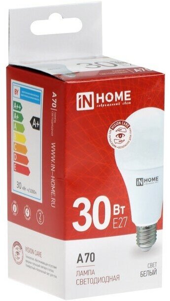 Лампа светодиодная IN HOME LED-A70-VC 30Вт грушевидная 4000К нейтральный, белый E27 2850лм - фото №7