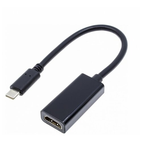 Переходник (адаптер) HDMI-Type-C, 0.2 м, черный переходник адаптер exegate type c hdmi ex284937rus 0 15 м серый