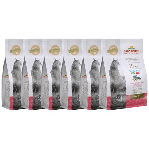 almo nature паучи для кошек с лососем и тыквой classic nature salmon Сухой корм для стерилизованных кошек Almo Nature с лососем 6 шт. х 300 г