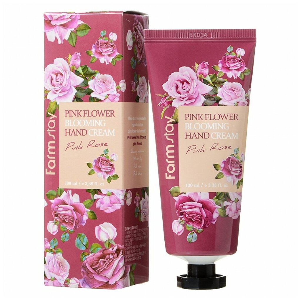 Крем для рук с экстрактом розы FarmStay Pink Flower Blooming Hand Cream Pink Rose, 100мл - фото №6