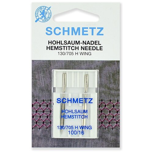 Игла/иглы Schmetz Hemstitch 130/705 H WING 100/16 для мережки, серебристый, 2 шт. иглы для вышивки набор schmetz