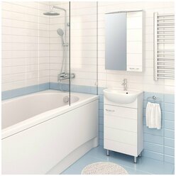 Мебель для ванной Кипарис 45, белая (тумба с раковиной, шкаф с зеркалом)