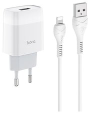 Зарядное устройство Hoco C72A Glorious 1 USB Lightning cable, белый