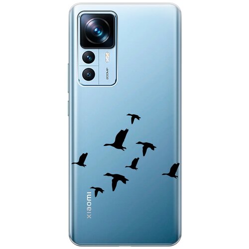 Силиконовый чехол на Xiaomi 12T, 12T Pro, Сяоми 12Т, 12Т Про с 3D принтом Flock of Ducks прозрачный чехол книжка на xiaomi 12t 12t pro сяоми 12т 12т про с 3d принтом yuri gagarin stickers черный