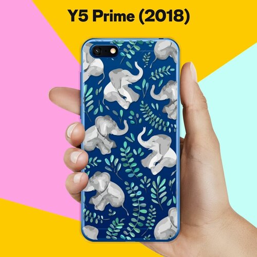 Силиконовый чехол Узор из слонов на Huawei Y5 Prime (2018) силиконовый чехол узор из слонов на huawei p30