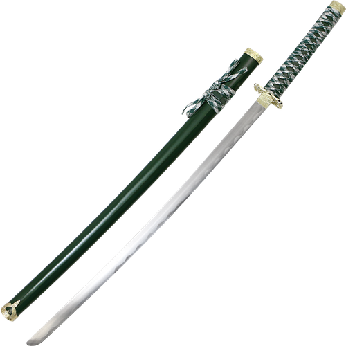 Сувенирное оружие - Меч самурайский. Ножны зеленые, золотой декор