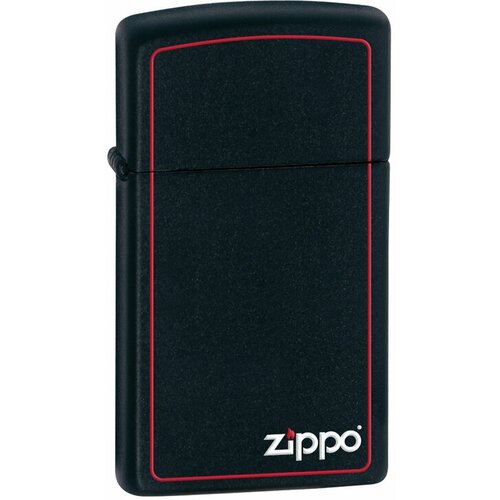 Зажигалка ZIPPO Slim с покрытием Black Matte, латунь/сталь, чёрная, матовая, 29x10x60 мм