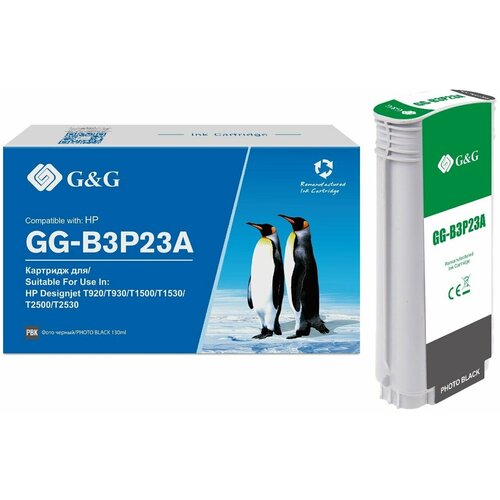 G&G Картридж совместимый SEINE G&G gg-b3p23a B3P23A фото черный 130 мл for hp 727 compatible ink cartridge for hp t920 t930 t1500 t1530 t2500 t2530 printer 300ml full ink with chip 727