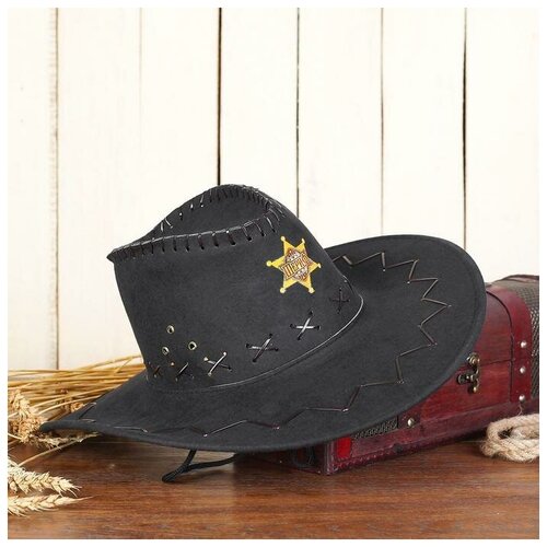 фото Ковбойская шляпа страна карнавалия "шериф", р-р, 56-58, цвет черный (2223765)