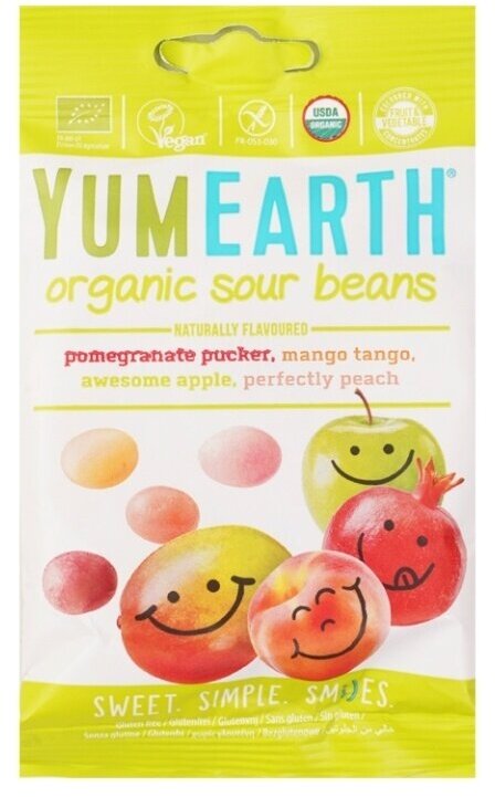 YUMEARTH Мармеладные жевательные конфеты-драже органические со вкусами Манго, Гранат, Персик, Яблоко