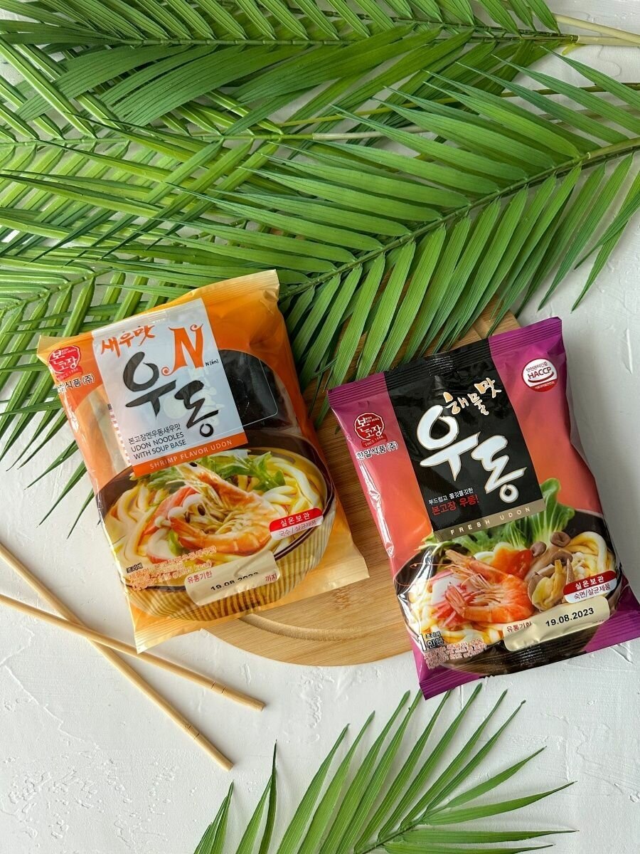 Корейская лапша удон SEAFOOD FLAVOR UDON морепродукты, 212 г - фотография № 4