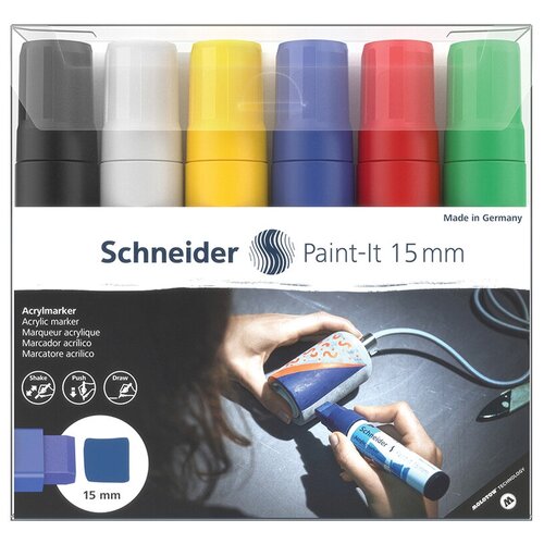 Набор маркеров акриловых Schneider Paint-it 330, 15мм, ассорти, 6шт.