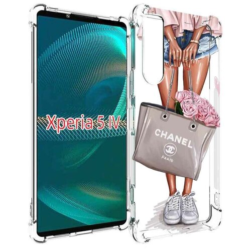 Чехол MyPads Девушка-с-сумкой женский для Sony Xperia 5 IV (5-4) задняя-панель-накладка-бампер