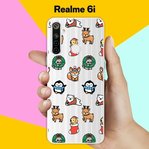 Силиконовый чехол на realme 6i Узор / для Реалми 6ай силиконовый чехол на realme 6i ван гог корги для реалми 6ай