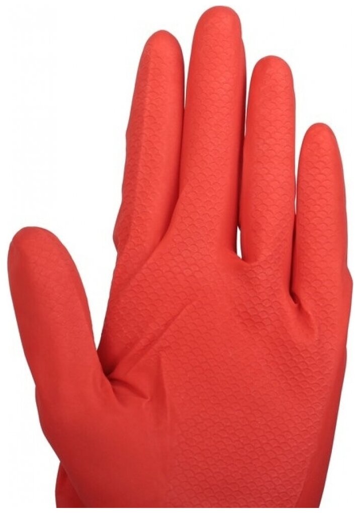 Перчатки хозяйственные резиновые Доляна, размер XL, плотные, 50 гр, цвет красный - фотография № 10