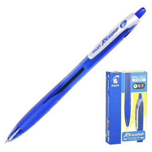 Ручка шариковая автоматическая Pilot "Rexgrip", узел 0,7 мм, чернила синие масляная основа, мягкий держатель