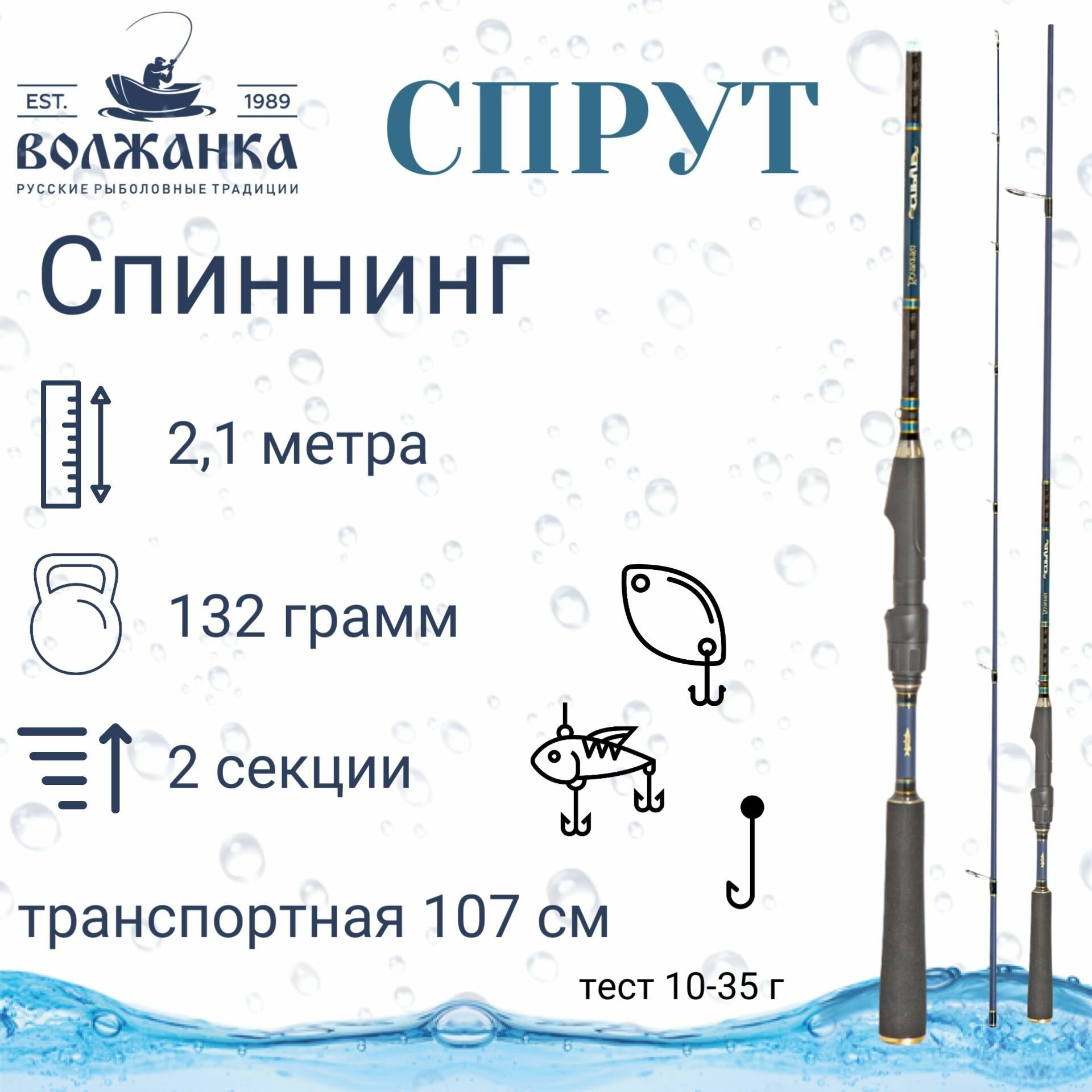 Волжанка, Спиннинг Спрут, 2.1м, 10-35г