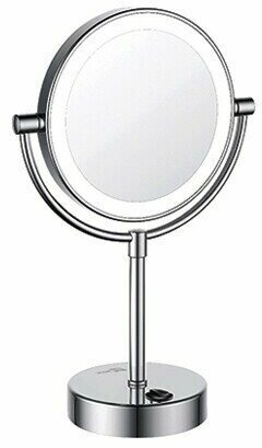Зеркало косметическое 2-стороннее 3-к увеличение LED, настольное WasserKRAFT K-1005 хром